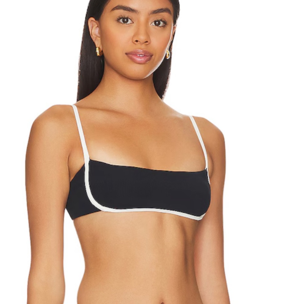 l*space Hazel Black Bikini Top with White Trim - Picture 3 of 5